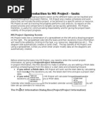 Introduction To MS Project - Tasks