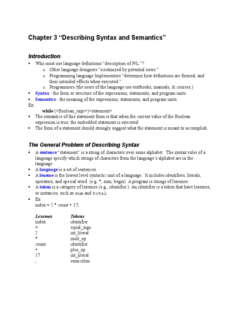 Describing the Syntax and Semantics of Programming Languages | PDF ...