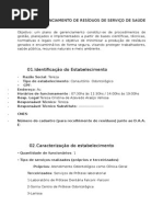 Plano de Gerenciamento de Resíduos de Serviço de Saúde