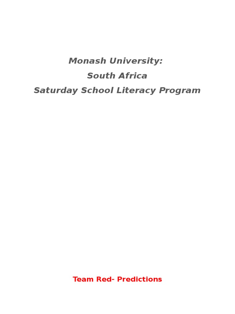 Literacy Program Session Plans | PDF