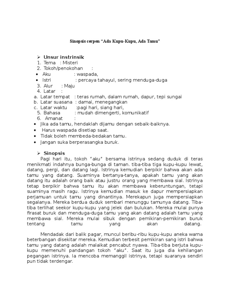 Sinopsis Cerpen