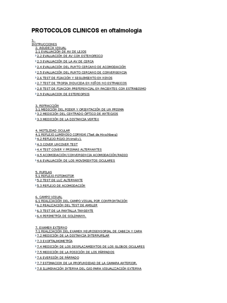 Protocolos Clinicos en Oftalmologia | PDF | Ojo humano | Percepción visual