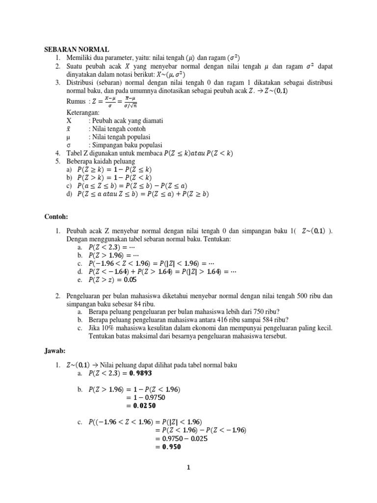 Materi Dan Latihan Sebaran Normal | PDF | Metode & Bahan Ajar | Sains ...