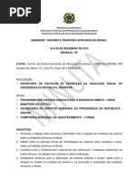 PROGRAMAÇÃO SEMINARIO 04 e 05 DE DEZEMBRO DE 2014