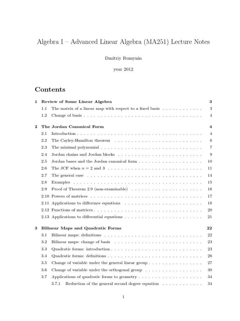 2012:2013 Lecture Notes | PDF | Eigenvalues And Eigenvectors | Matrix ...