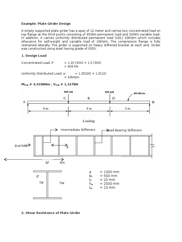 Plate Girder Design PDF Structural Engineering Civil Engineering