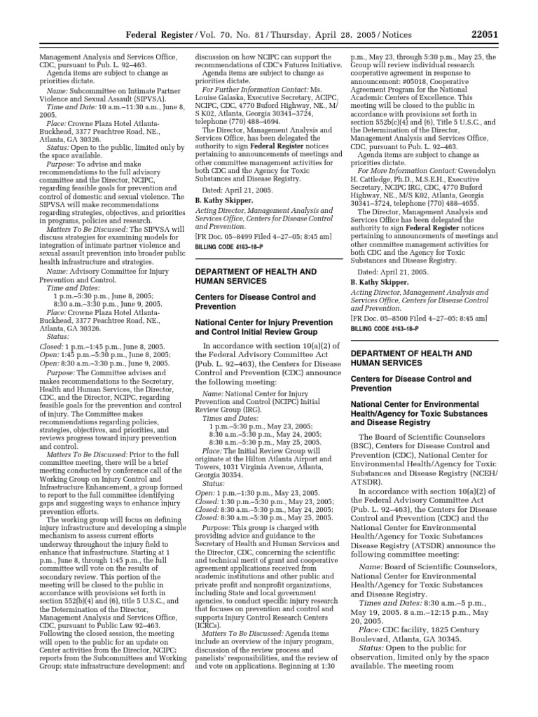 Notice grants and cooperative agreements availability etc national