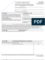 U.S. Customs Form: CBP Form 446 - NAFTA Verification of Origin Questionnaire