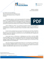 Carta de la presidenta municipal de Monterrey a la SCT