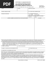 U.S. Customs Form: CBP Form 3311 - Declaration For Free Entry of Returned American Products