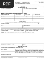 U.S. Customs Form: CBP Form 3495 - Application For Exportation of Articles Under Special Bond