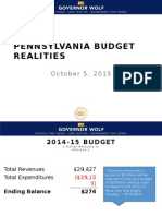 Pennsylvania Budget Realities: October 5, 2015