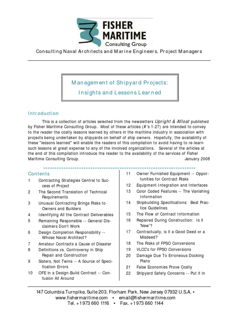 Fisher Maritime Fisher Maritime: Management of Shipyard Projects ...
