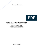 Car y Comprender en Torno A La Filosofia Del Derecho de Paul Ricoeur