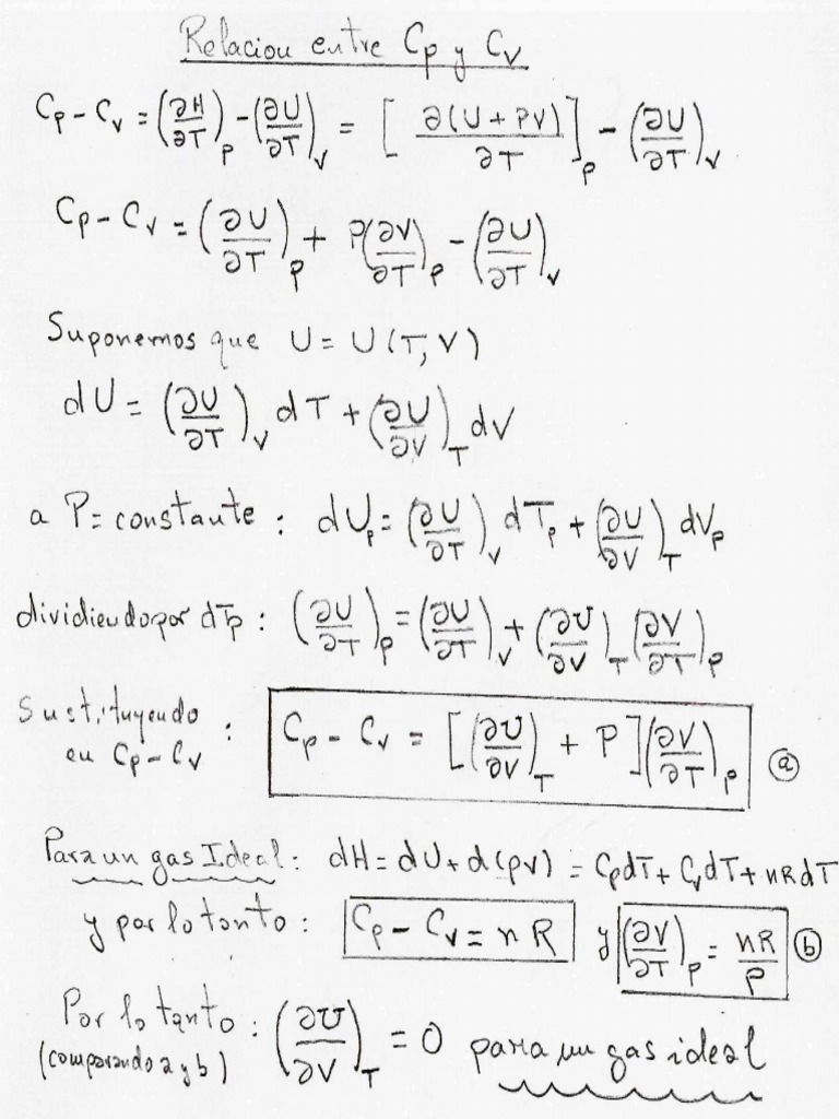 Relacion Exacta Entre CP y CV PDF