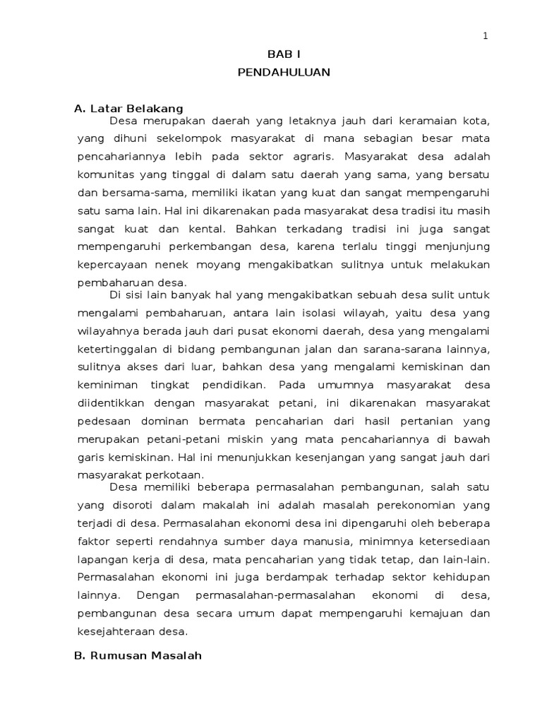 Makalah Ekonomi Desa