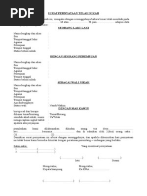 Surat Pernyataan Telah Nikah