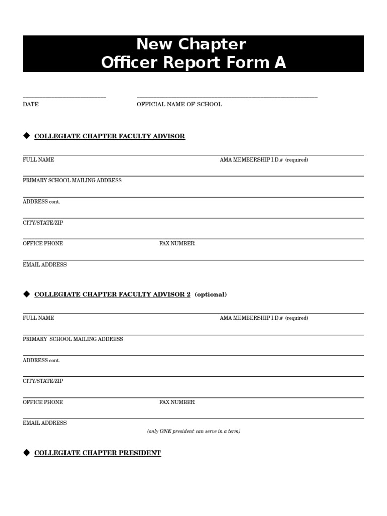 Collegiate Chapter Officer Report Form | PDF