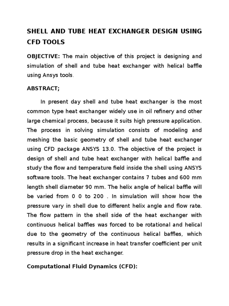 Shell and Tube Heat Exchanger Design Using CFD Tools | PDF ...
