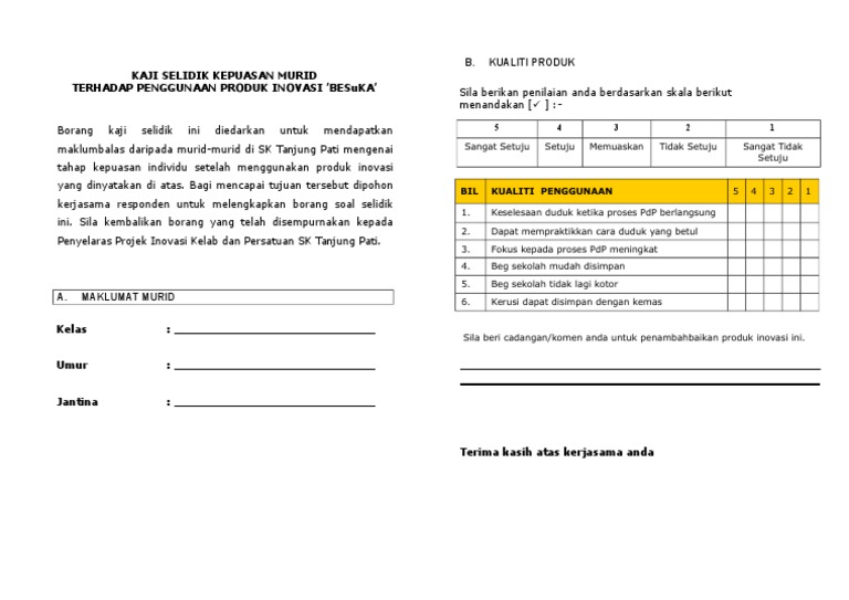 Borang Soal Selidik Kepuasan Pelanggan  PDF