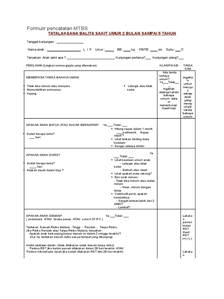 Formulir Pencatatan MTBS dan MTBM | PDF