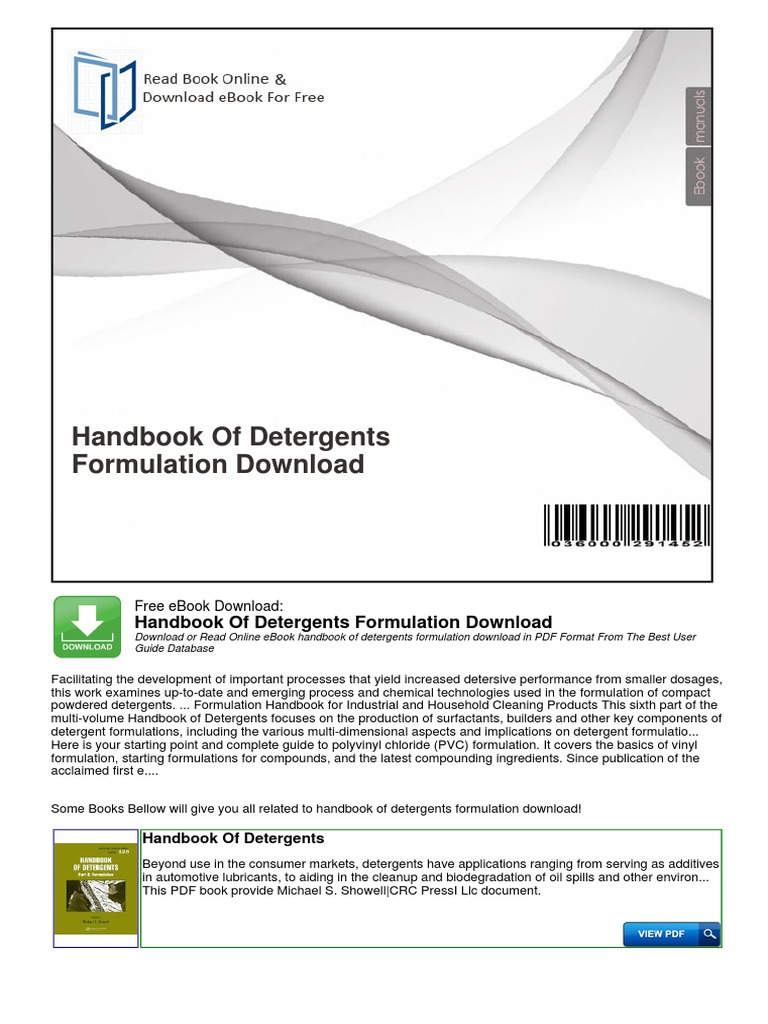 Home Care Products Formulation Pdf