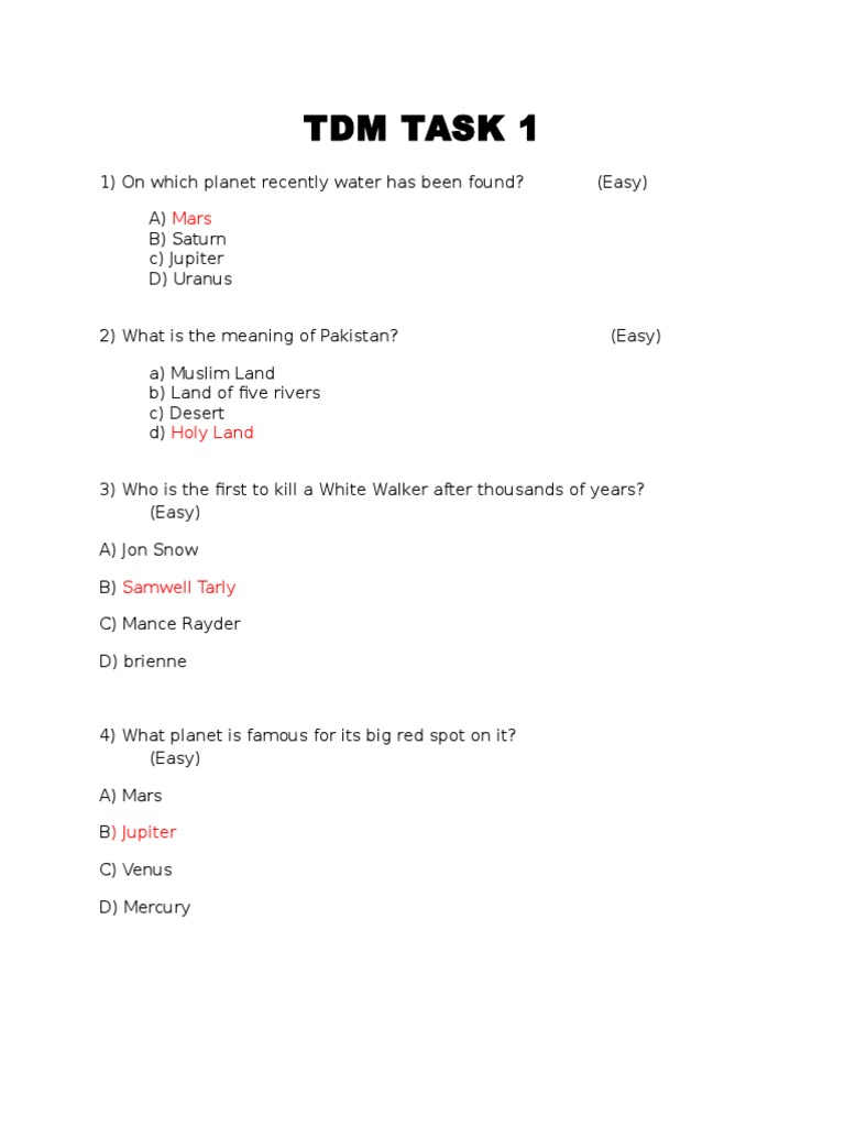 TDM Task 1 | PDF | Carbon | Planets