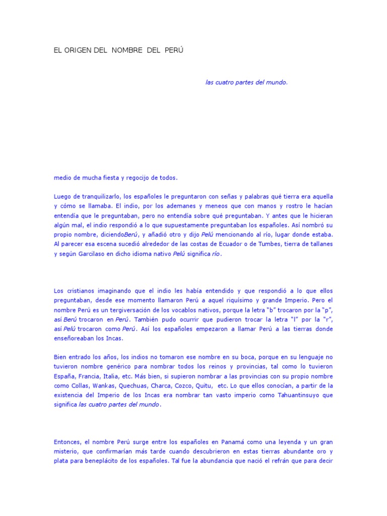 Cual Es El Origen Del Nombre Del Perú | PDF | Imperio Inca | Perú