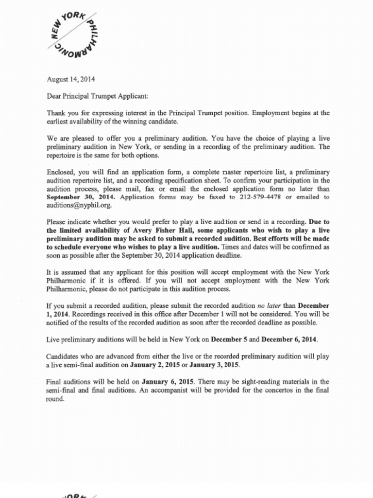 Principal Trumpet Audition Packet 1 PDF