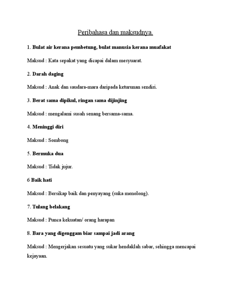 Peribahasa Dan Maksudnya Pdf