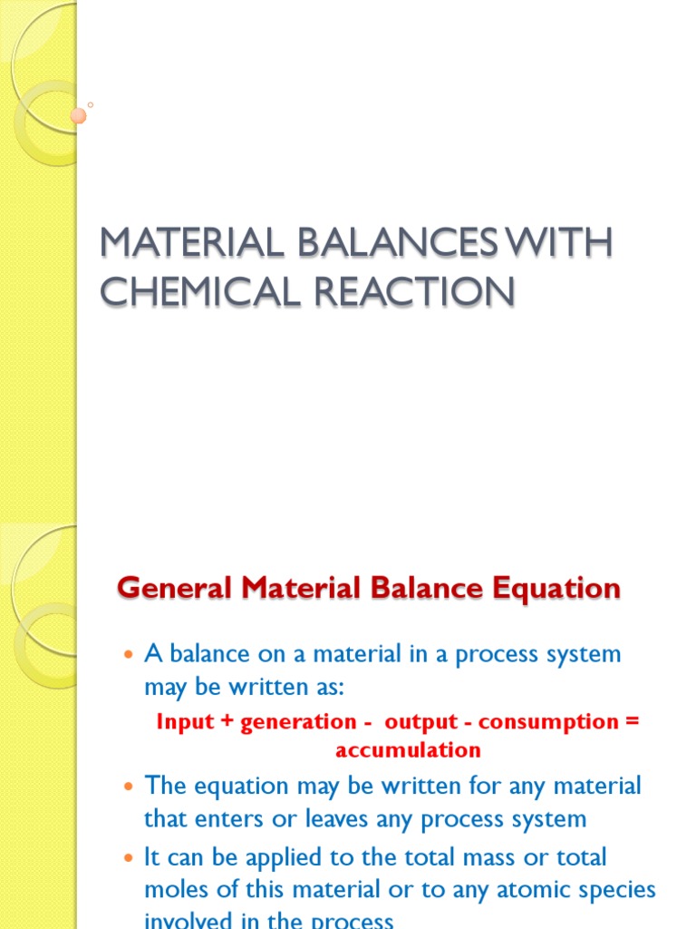 Material Balances With Chemical Reaction Stoichiometry Combustion