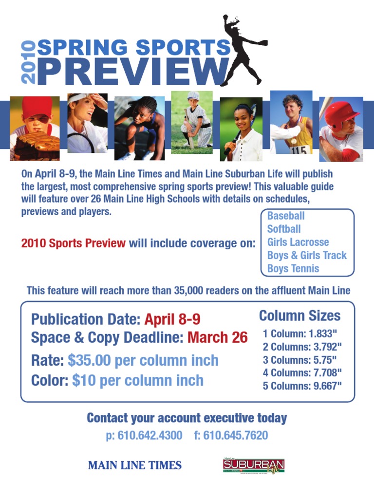 Main Line Spring Sports Preview 2010 | PDF | Sports & Recreation