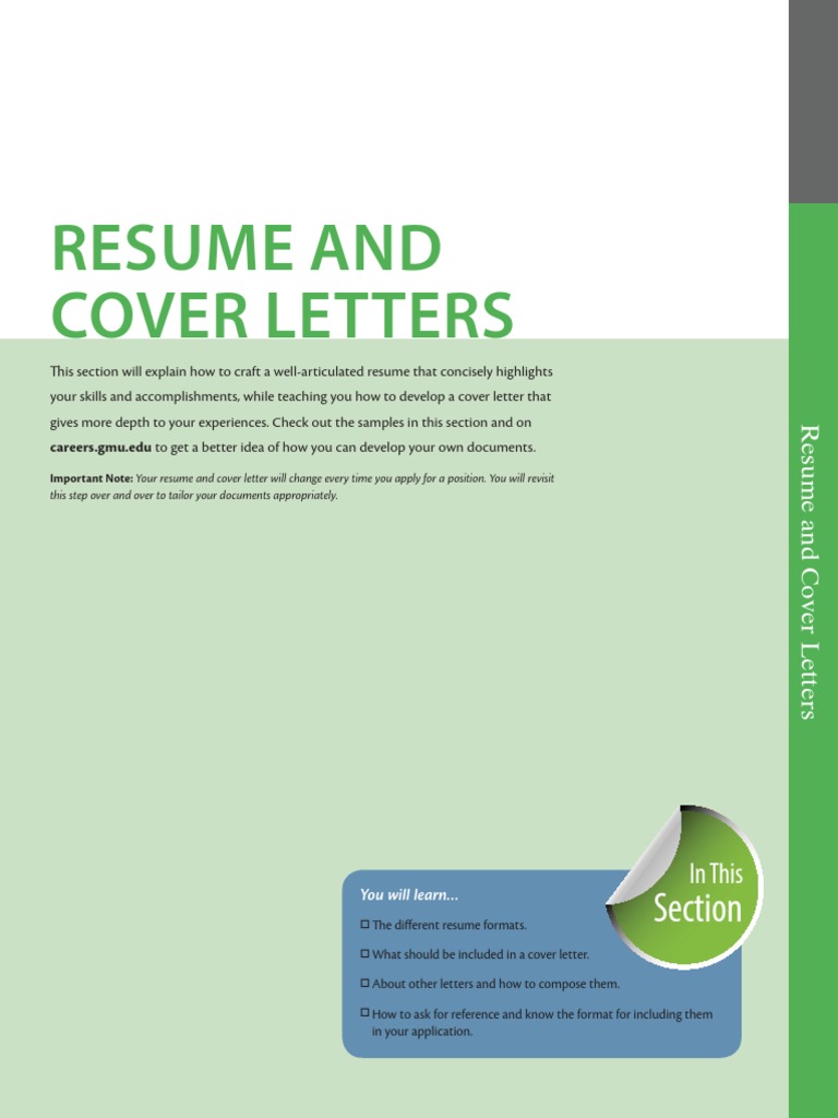 Resume and Cover Letter Section | Download Free PDF | Résumé | Internship