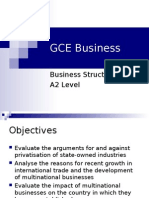 GCE Business Structure A2 