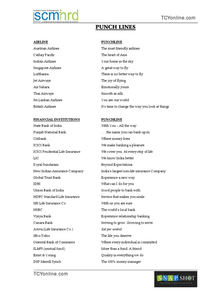 Punch Lines Airlines Financial Services Companies