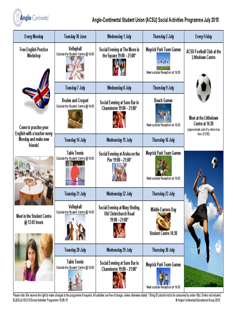 Social Activity Programme July 2015 | PDF