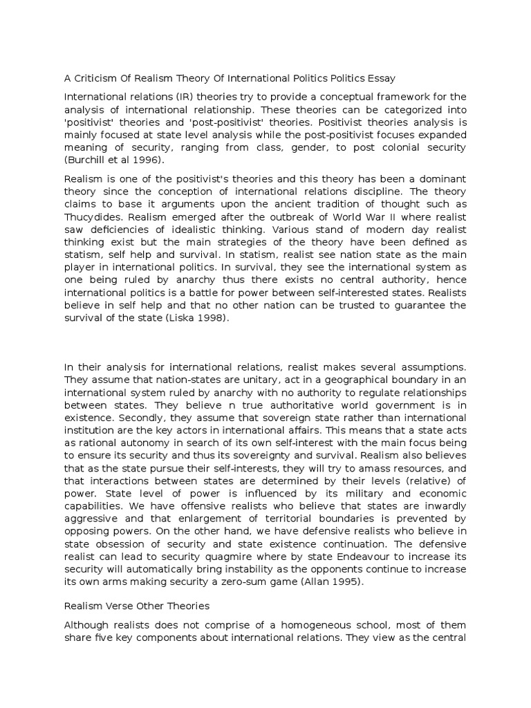 essay on international relations