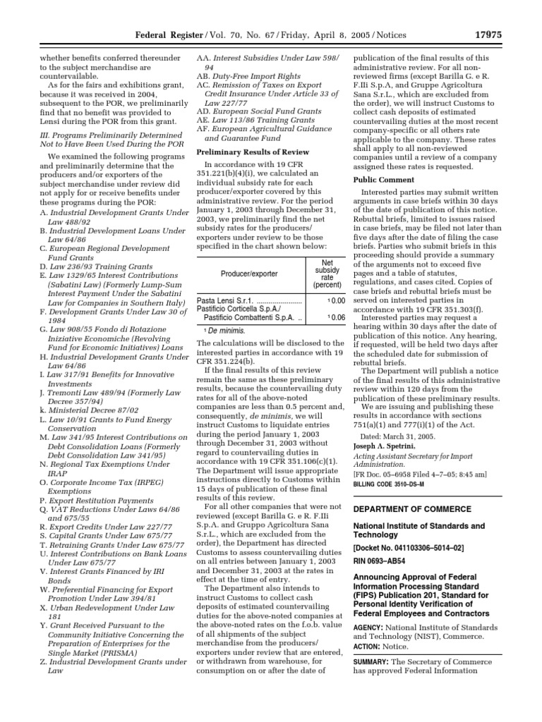 Notice Information Processing Standards, Federal Federal Employees