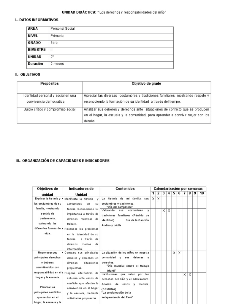 Unidad de Aprendizaje Tercer Grado de Primaria | PDF | Familia ...