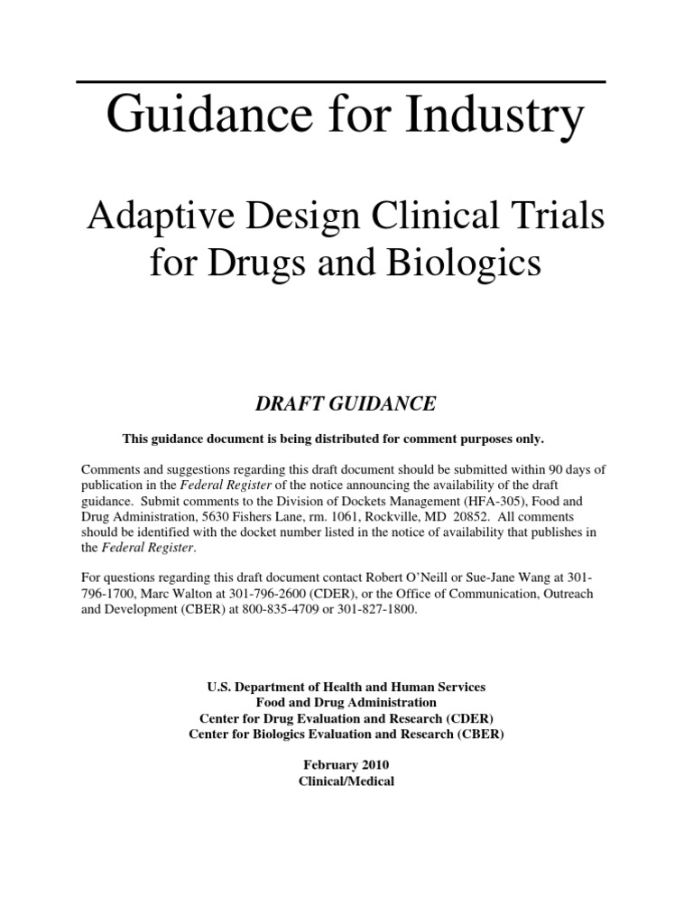 FDA Guidance for Industry Clinical Trial Food And Drug Administration