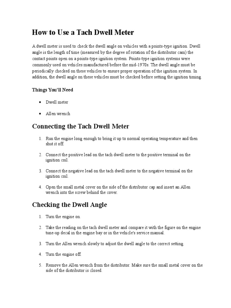 How To Use A Tach Dwell Meter PDF