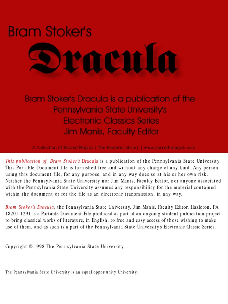 Dracula by Bram Stoker PDF Count Dracula Dracula