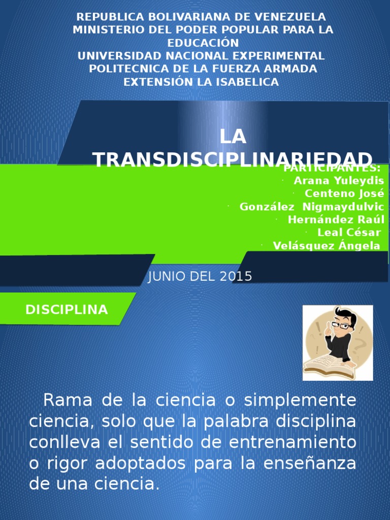 La Transdisciplinariedad Lógica Conocimiento