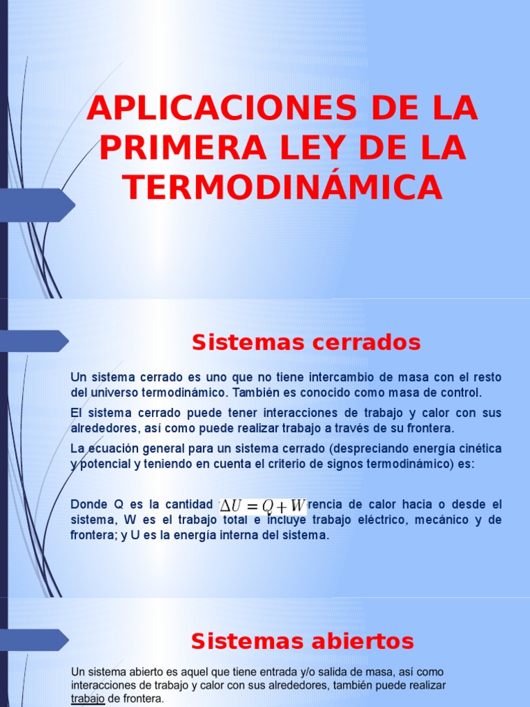 Aplicaciones de La Primera Ley de La Termodinámica Calor