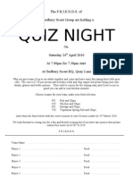 Quiz Night: The F.R.I.E.N.D.S. of 3 Sudbury Scout Group Are Holding A