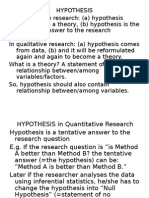 Hypothesis and Variables