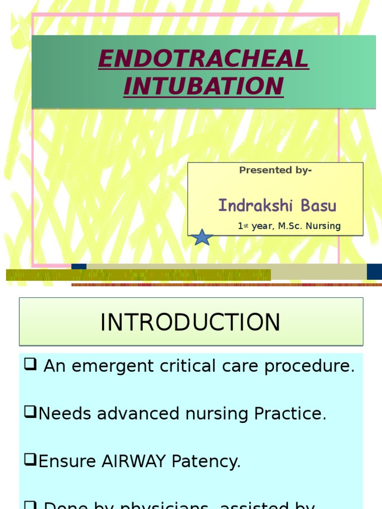 Endotracheal Intubation Overview | PDF | Medicine | Clinical Medicine