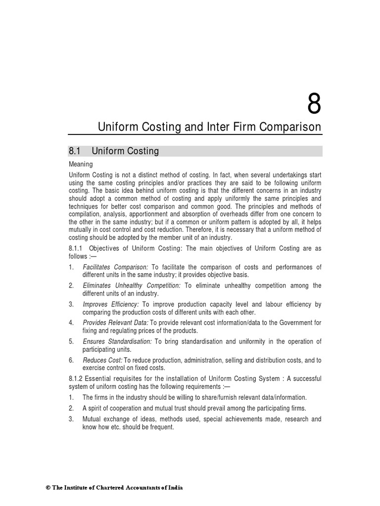 Chapter 8 Uniform Costing and Inter Firm Comparison PDF Profit