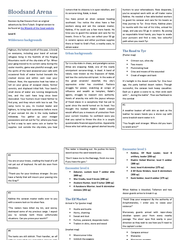 Bloodsand Arena: Wilderness Backgrounds | PDF | Elf (Dungeons & Dragons)