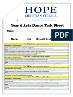 year 5 arts dance task